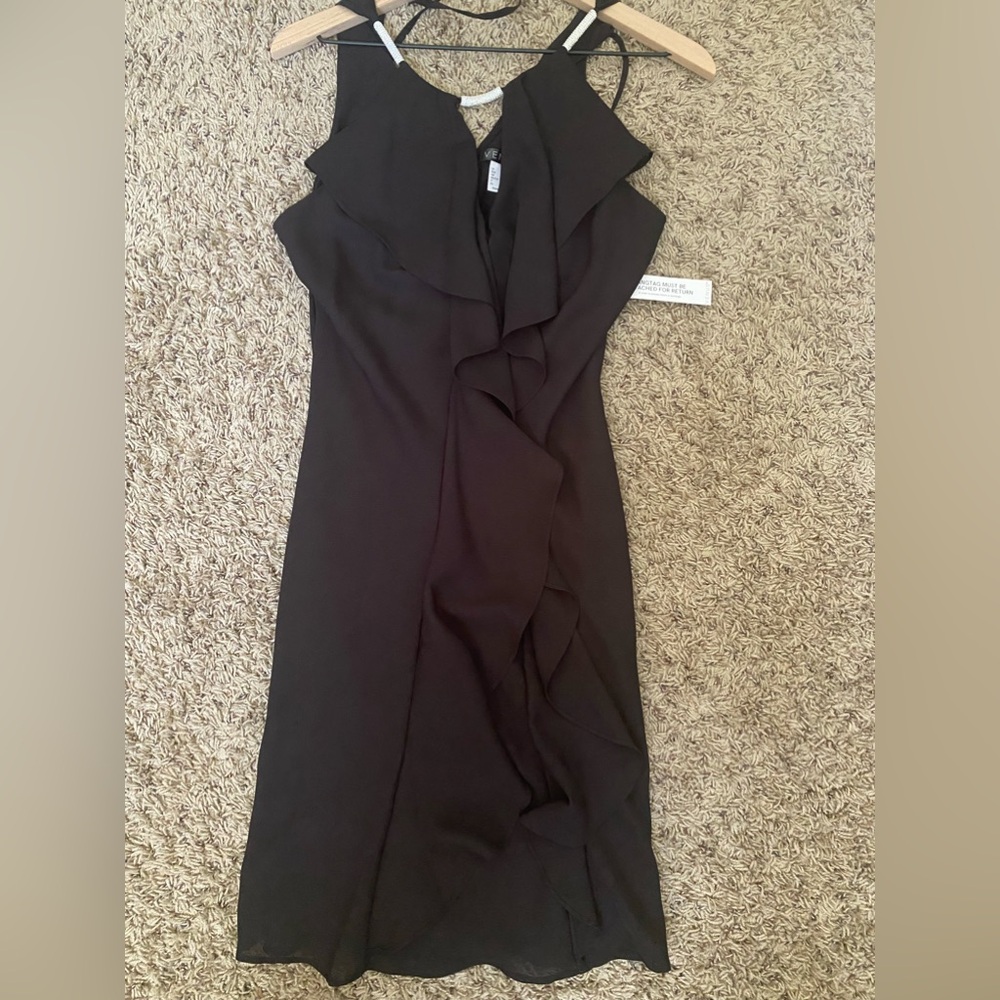 Venus Embellished Trim Black Dress